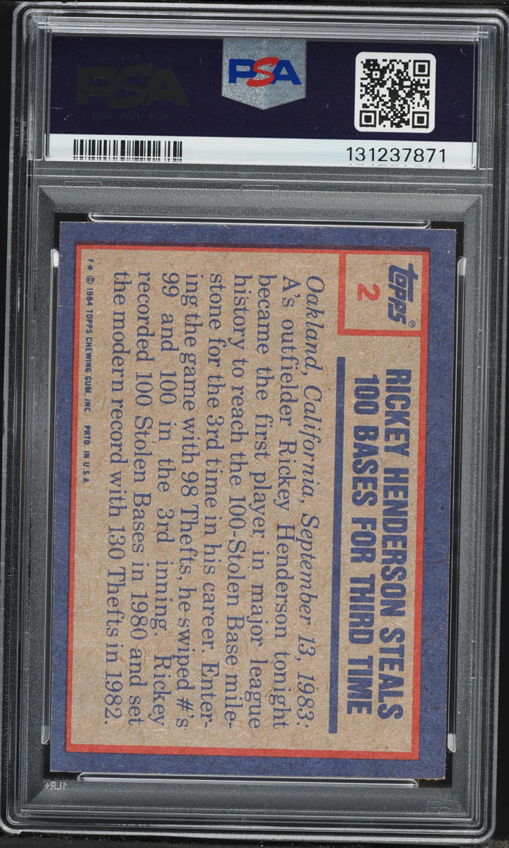 1984 Topps '83 Highlight Rickey Henderson #2 PSA 6 EXMT