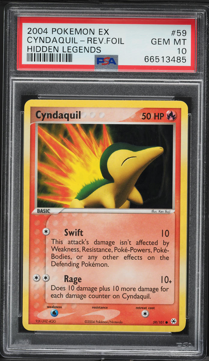 2004 Pokemon EX Hidden Legends Reverse Holo Cyndaquil #59 PSA 10 GEM MINT