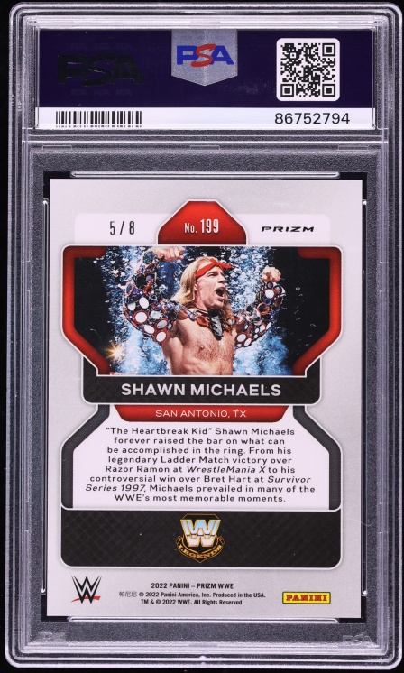 2022 Panini Prizm WWE Lucky Envelopes Shawn Michaels /8 #199 PSA 10 GEM MINT - Photo 2