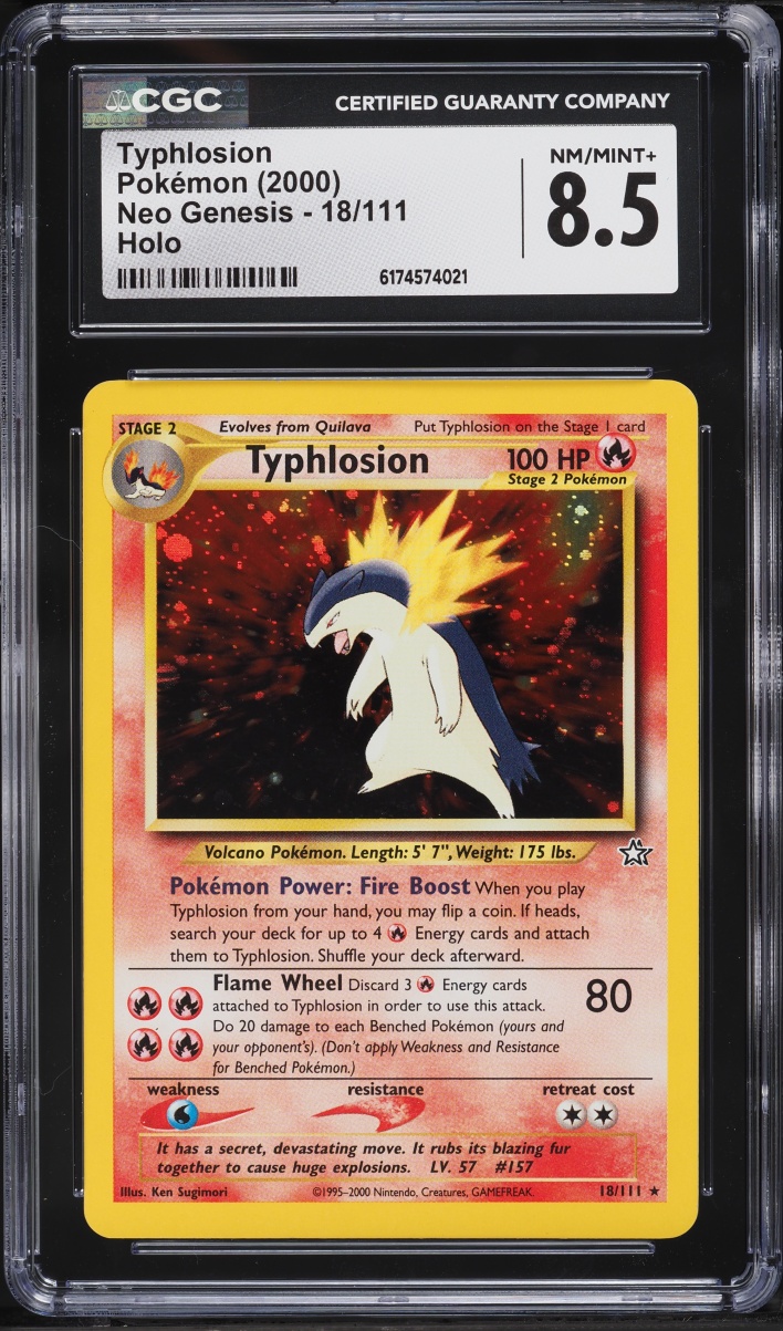 2000 Pokemon Neo Genesis Holo Typhlosion #18 CGC 8.5 NM-MT+