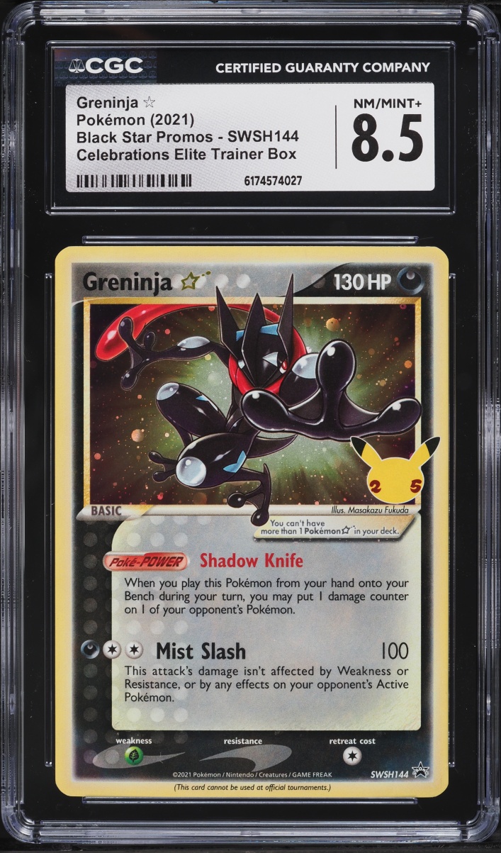 2021 Pokemon Sword & Shield Promo Celebrations ETB Holo Greninja Gold Star #SWSH144 CGC 8.5