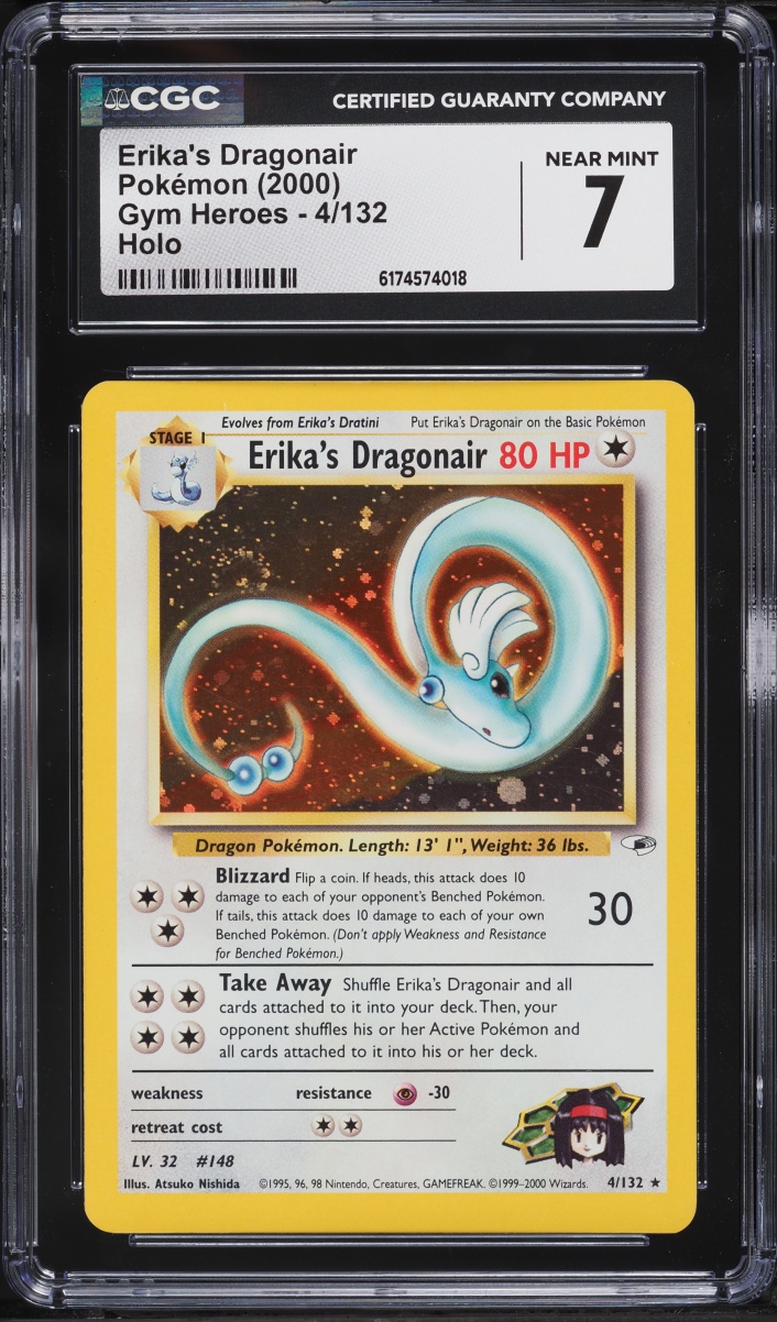 2000 Pokemon Gym Heroes Holo Erika's Dragonair #4 CGC 7 NRMT
