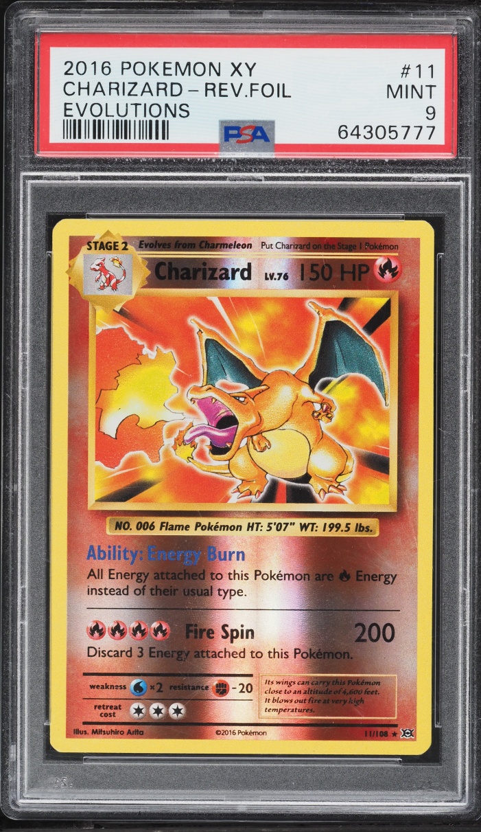 2016 Pokemon XY Evolutions Reverse Holo Charizard #11 PSA 9 MINT