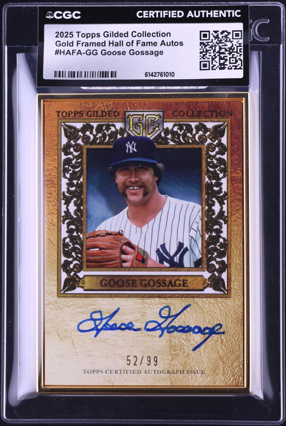 2025 Topps Gilded Collection Gold Framed Hall Of Fame Goose Gossage AUTO /99 #HAFA-GG CGC AUTH