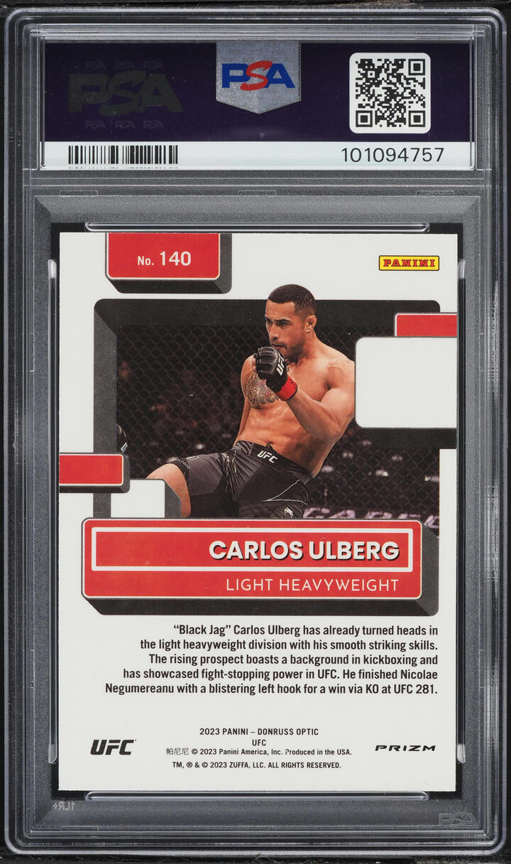 2023 Donruss Optic UFC White Sparkle Carlos Ulberg ROOKIE #140 PSA 10 GEM MINT