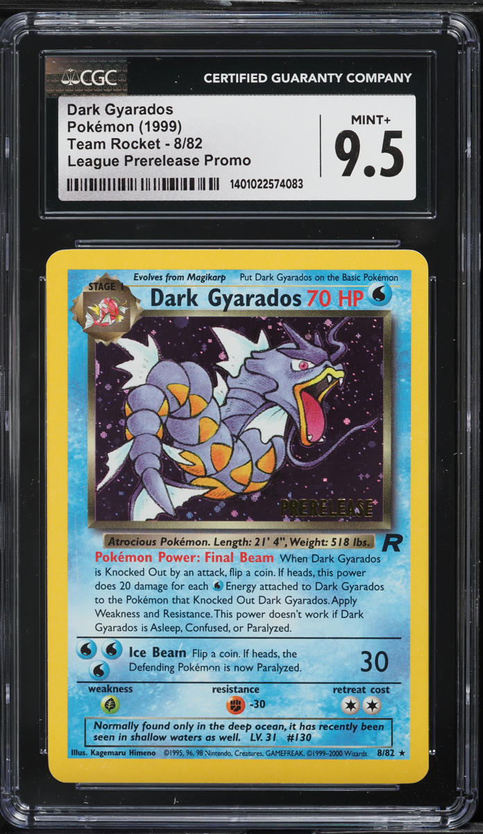 1999 Pokemon Team Rocket League Prerelease Promo Holo Dark Gyarados #8 CGC 9.5 MINT+
