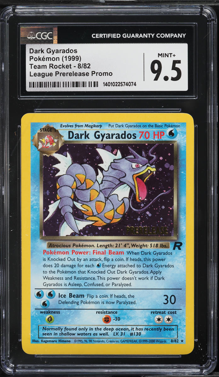 1999 Pokemon Team Rocket League Prerelease Promo Holo Dark Gyarados #8 CGC 9.5
