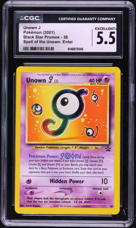 2001 Pokemon Black Star Promo Unown J #38 CGC 5.5 EX+
