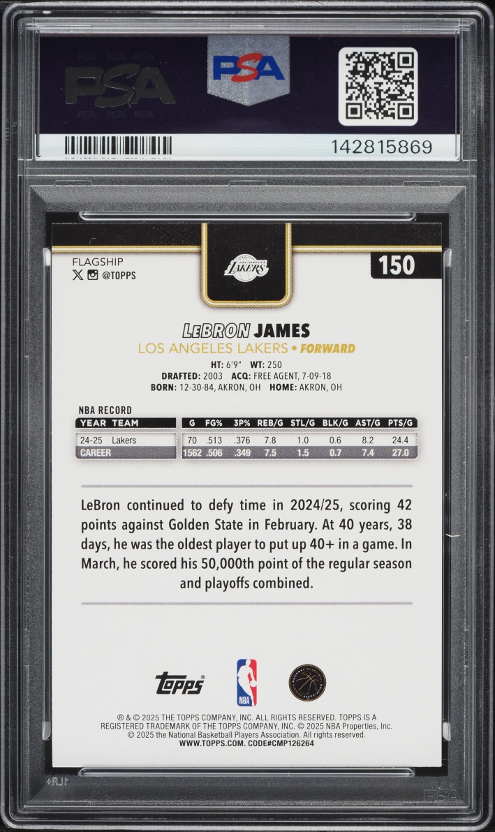 2025 Topps Blackout LeBron James #150 PSA 10 GEM MINT