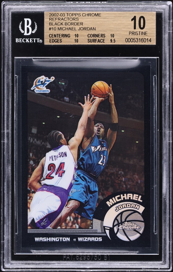2002 Topps Chrome Black Refractor Michael Jordan /99 #10 BGS 10 PRISTINE