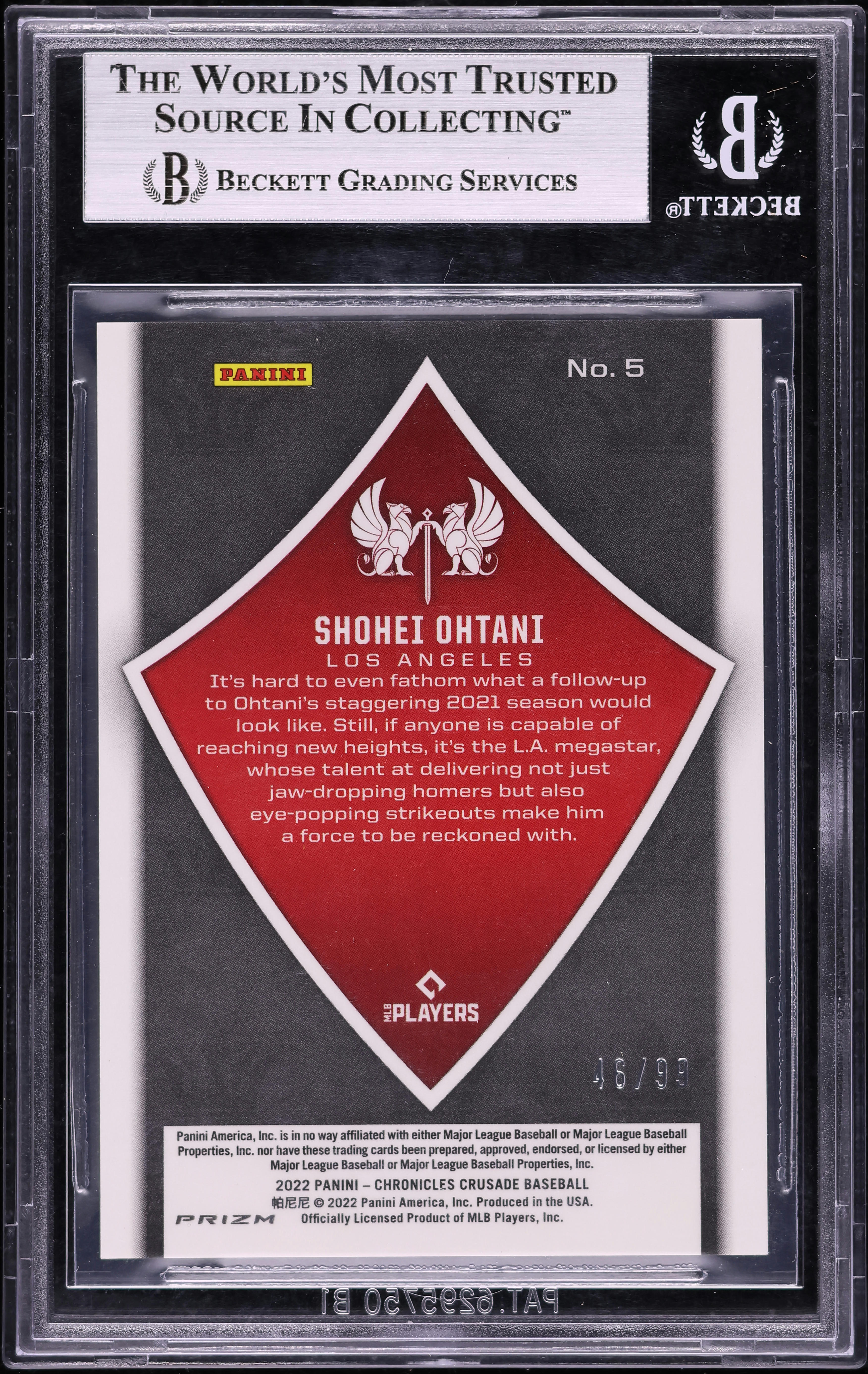 2022 Panini Chronicles Crusade Purple Mojo Shohei Ohtani /99