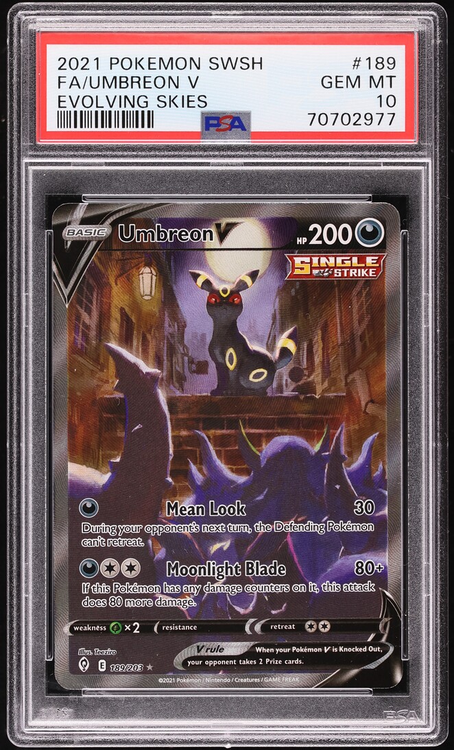 2021 Pokemon Sword & Shield Evolving Skies Full Art Umbreon V #189 PSA 10 GEM MINT