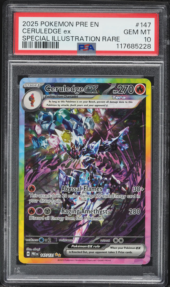 2025 Pokemon Scarlet & Violet Prismatic Evolutions SIR Ceruledge EX #147 PSA 10 GEM MINT