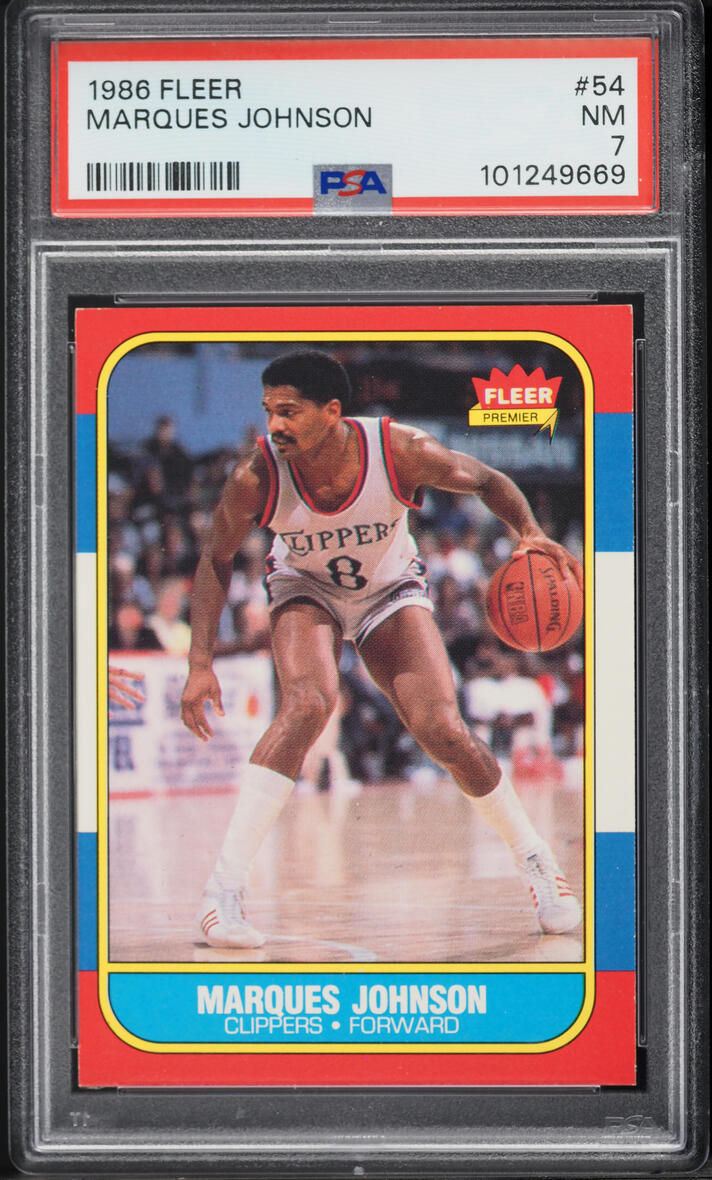 1986 Fleer Basketball Marques Johnson #54 PSA 7 NRMT
