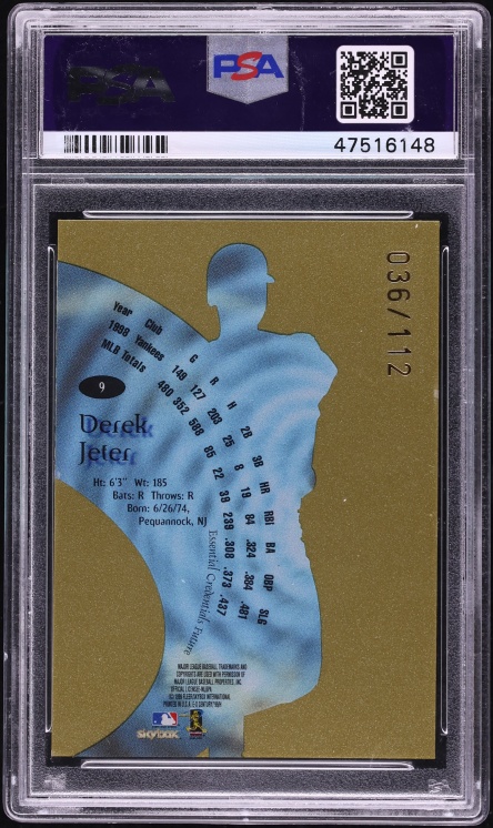 1999 Skybox E-X Century Essential Credentials Future Derek Jeter /112 #9 PSA 9 MINT