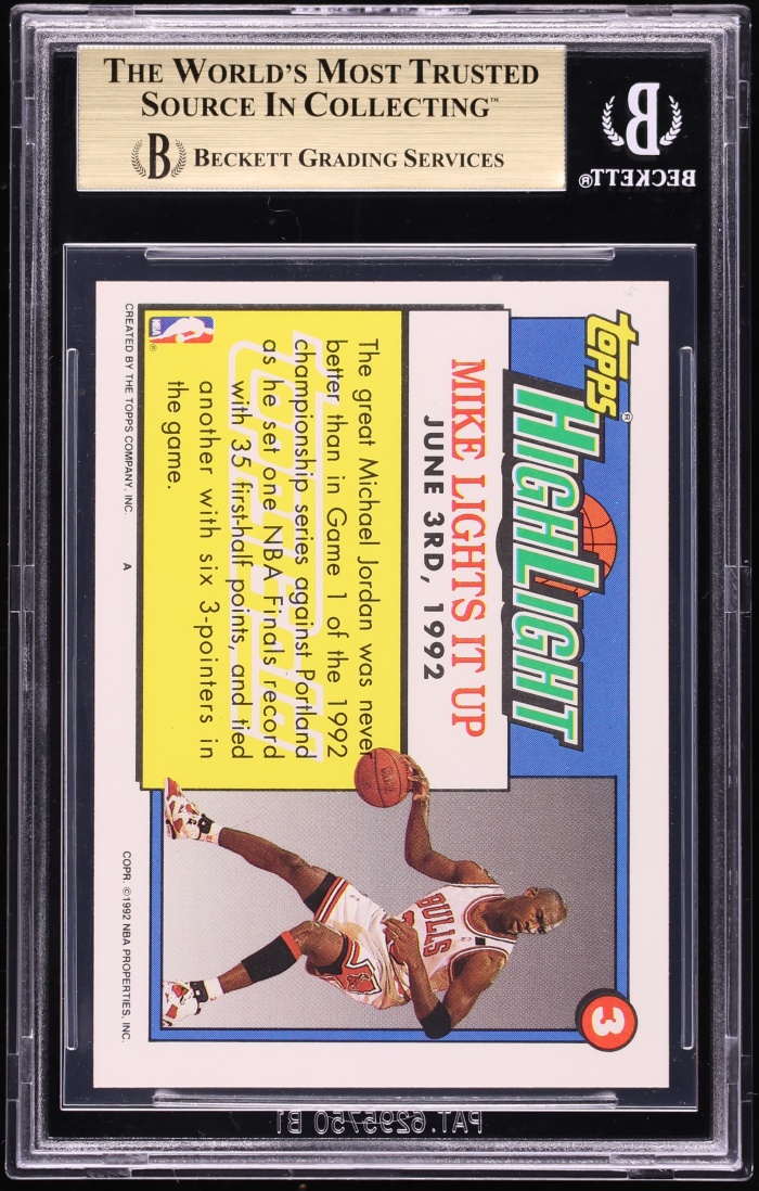 1992 Topps Gold Michael Jordan #3 BGS 9.5 GEM MINT