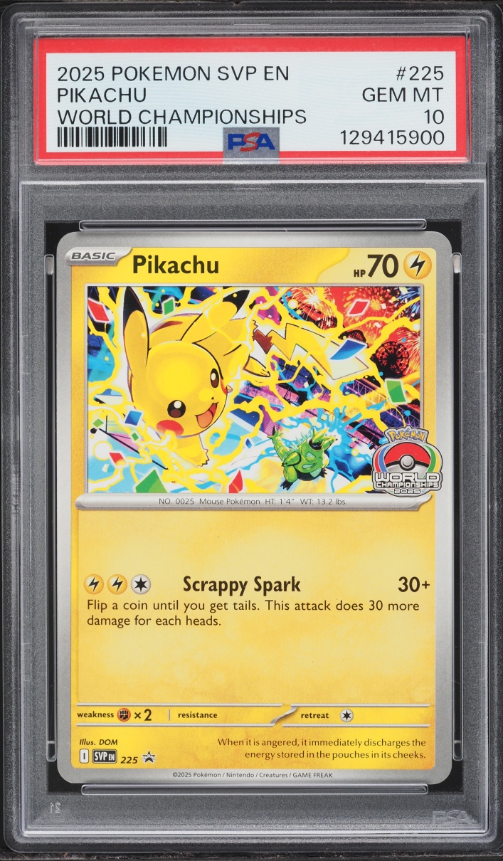 2025 Pokemon Scarlet & Violet Promo World Championships Pikachu #225 PSA 10 GEM MINT