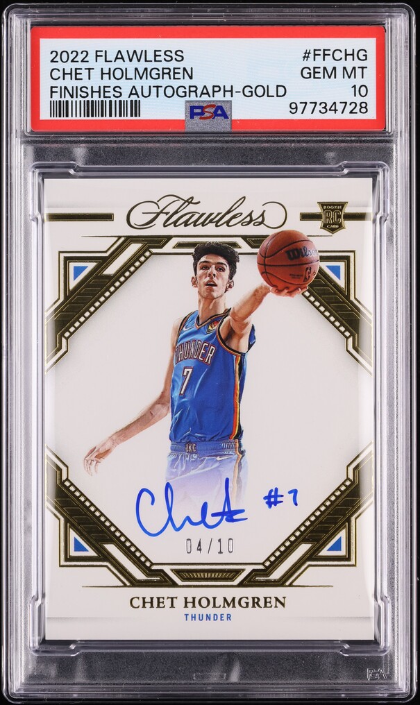 2022 Panini Flawless Finishes Gold Chet Holmgren ROOKIE AUTO /10 PSA 10 GEM MINT
