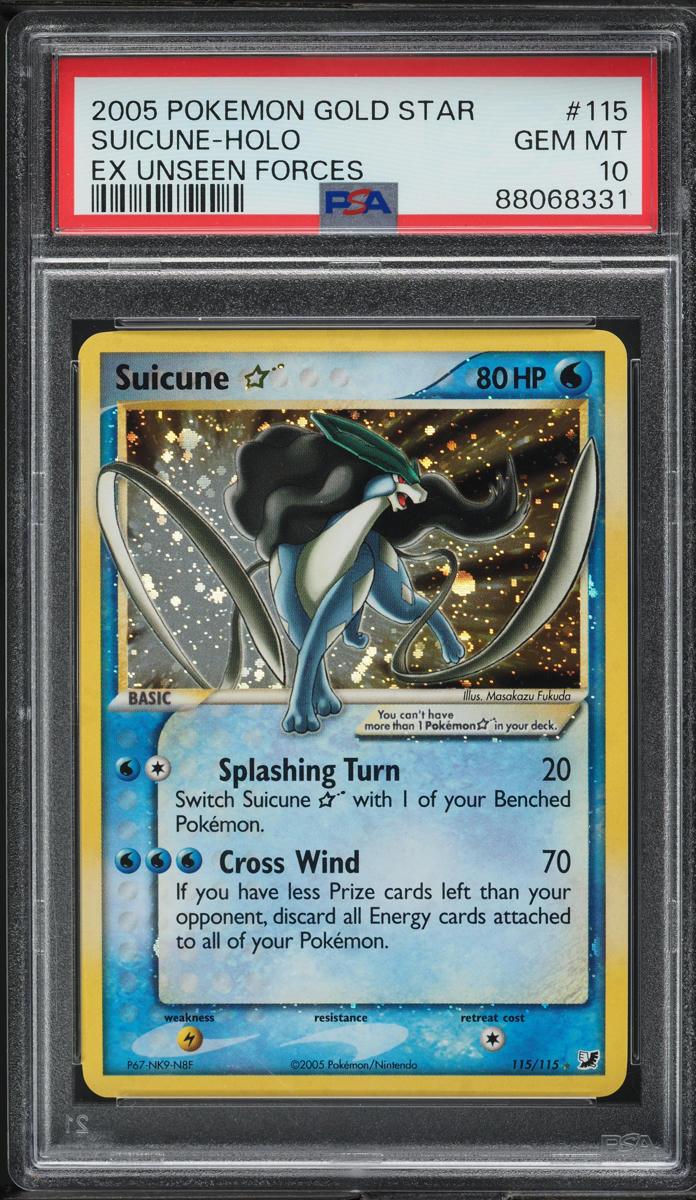 2005 Pokemon EX Unseen Forces Holo Suicune Gold Star #115 PSA 10 GEM MINT