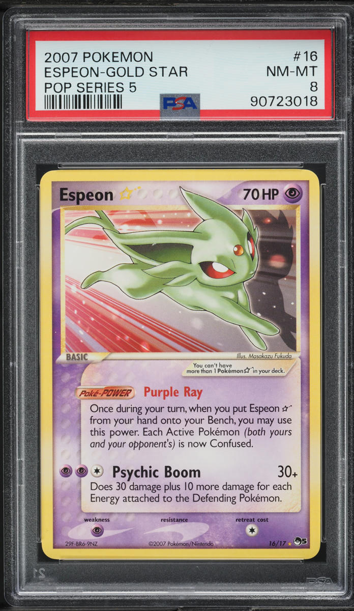 2007 Pokemon Pop Series 5 Holo Espeon Gold Star #16 PSA 8 NM-MT