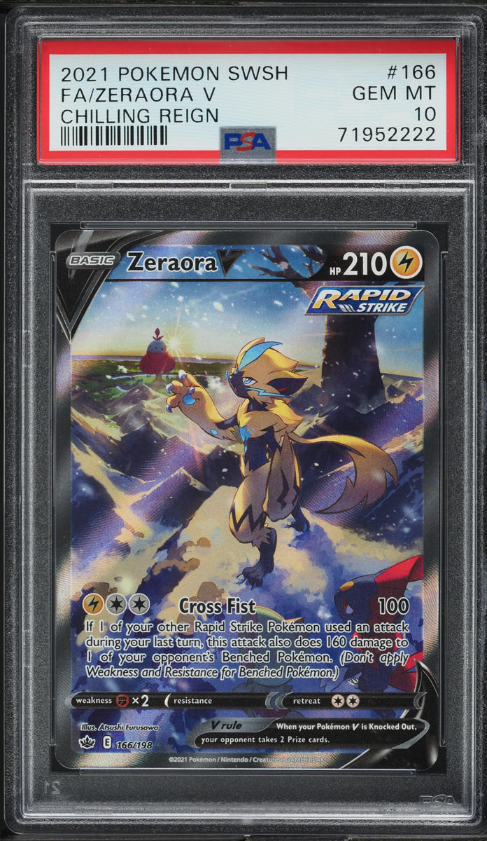 2021 Pokemon SWSH Chilling Reign Full Art Zeraora V #166 PSA 10 GEM MINT