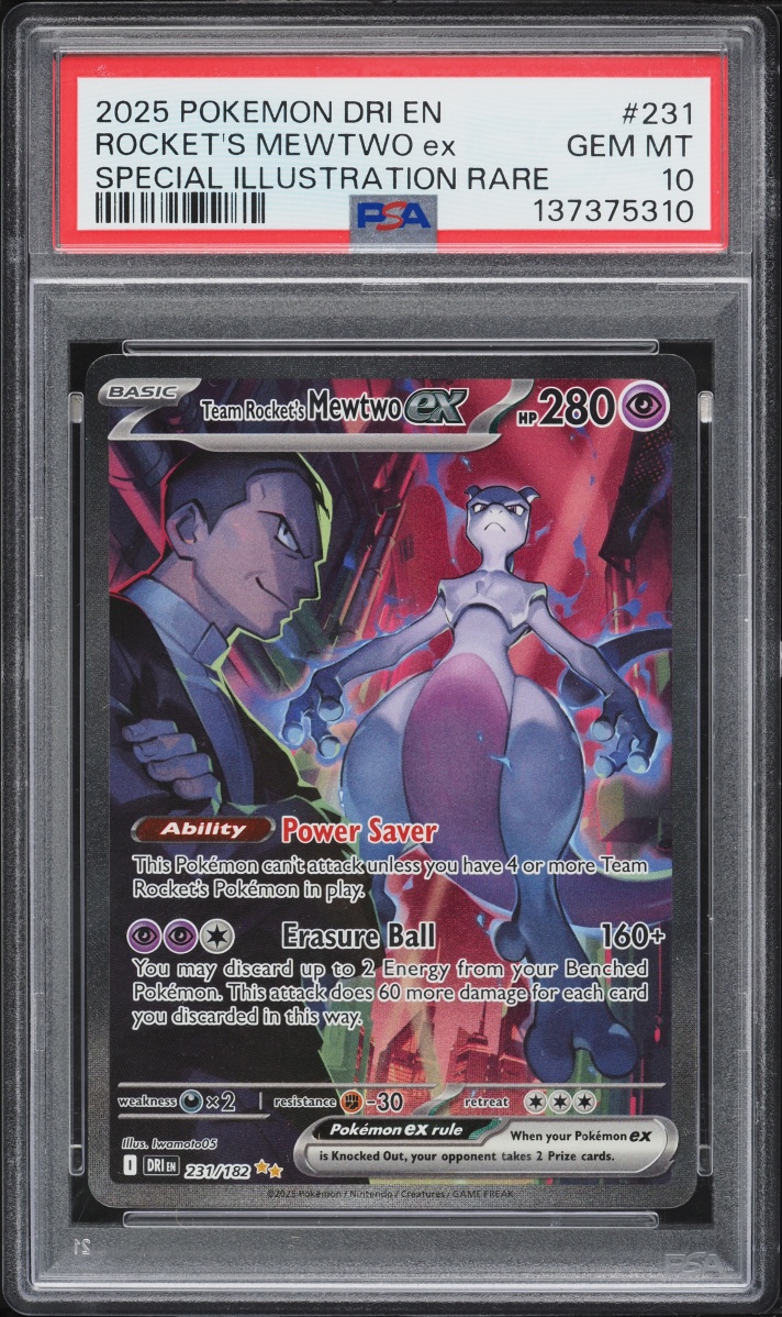2025 Pokemon Scarlet & Violet Destined Rivals SIR Team Rocket's Mewtwo ex #231 PSA 10 GEM MINT