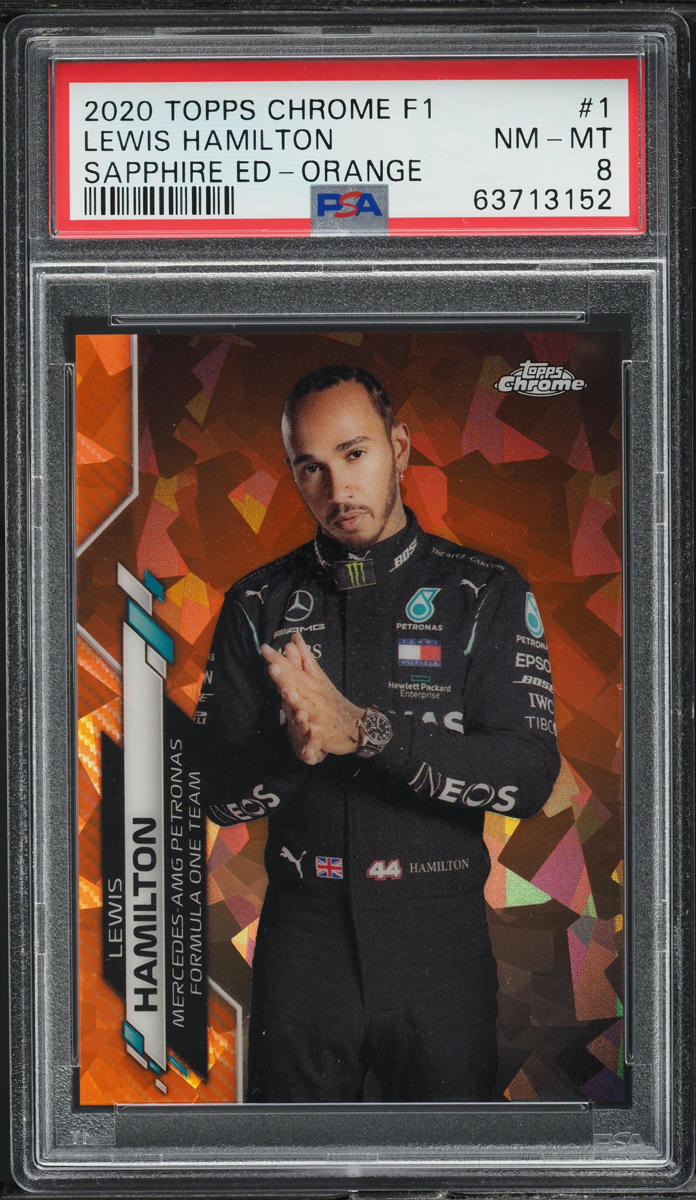 2020 Topps Chrome Formula 1 F1 Sapphire Orange Lewis Hamilton /25 #1 PSA 8 NM-MT