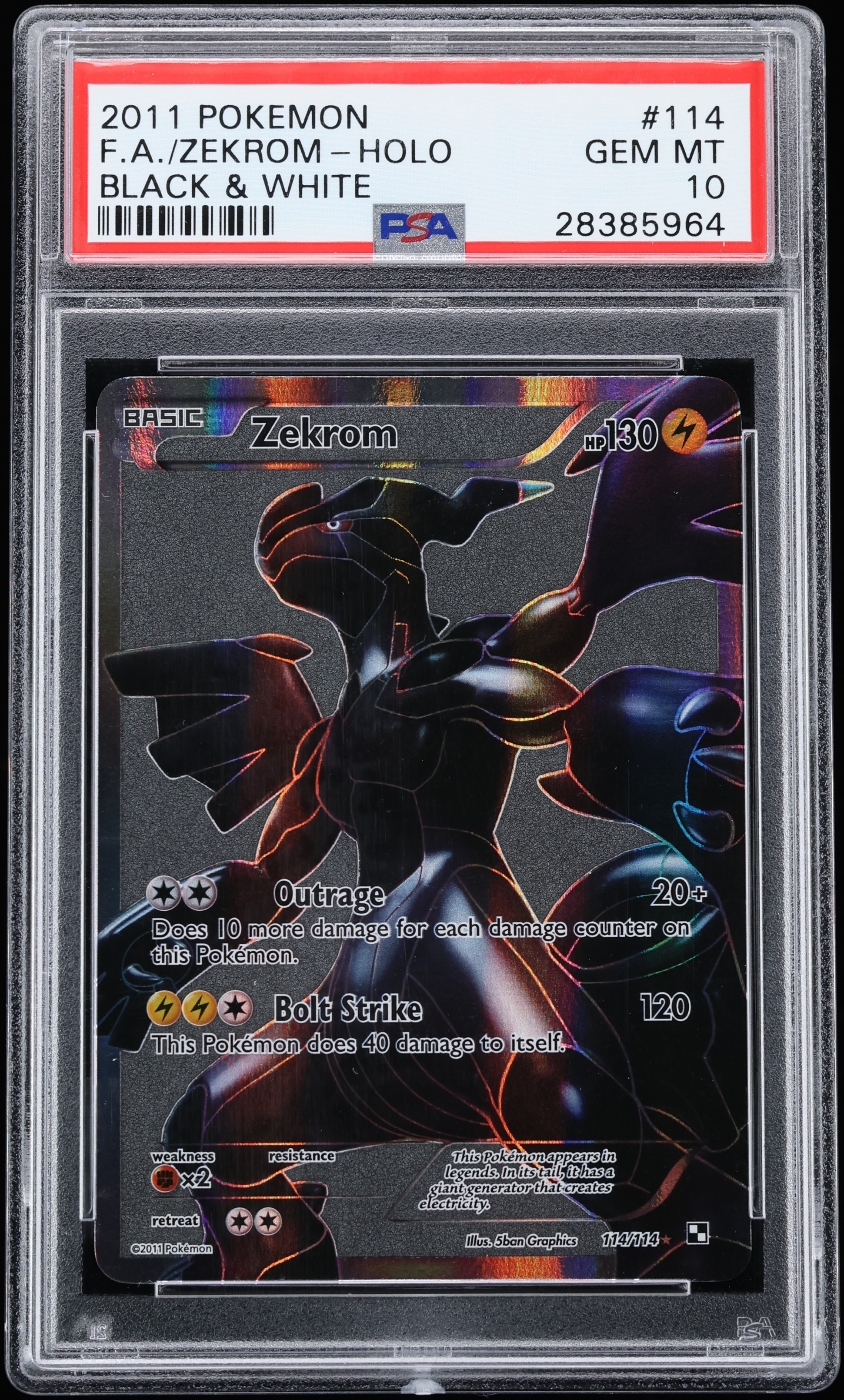2011 Pokemon Black & White Full Art Zekrom #114 PSA 10 GEM MINT