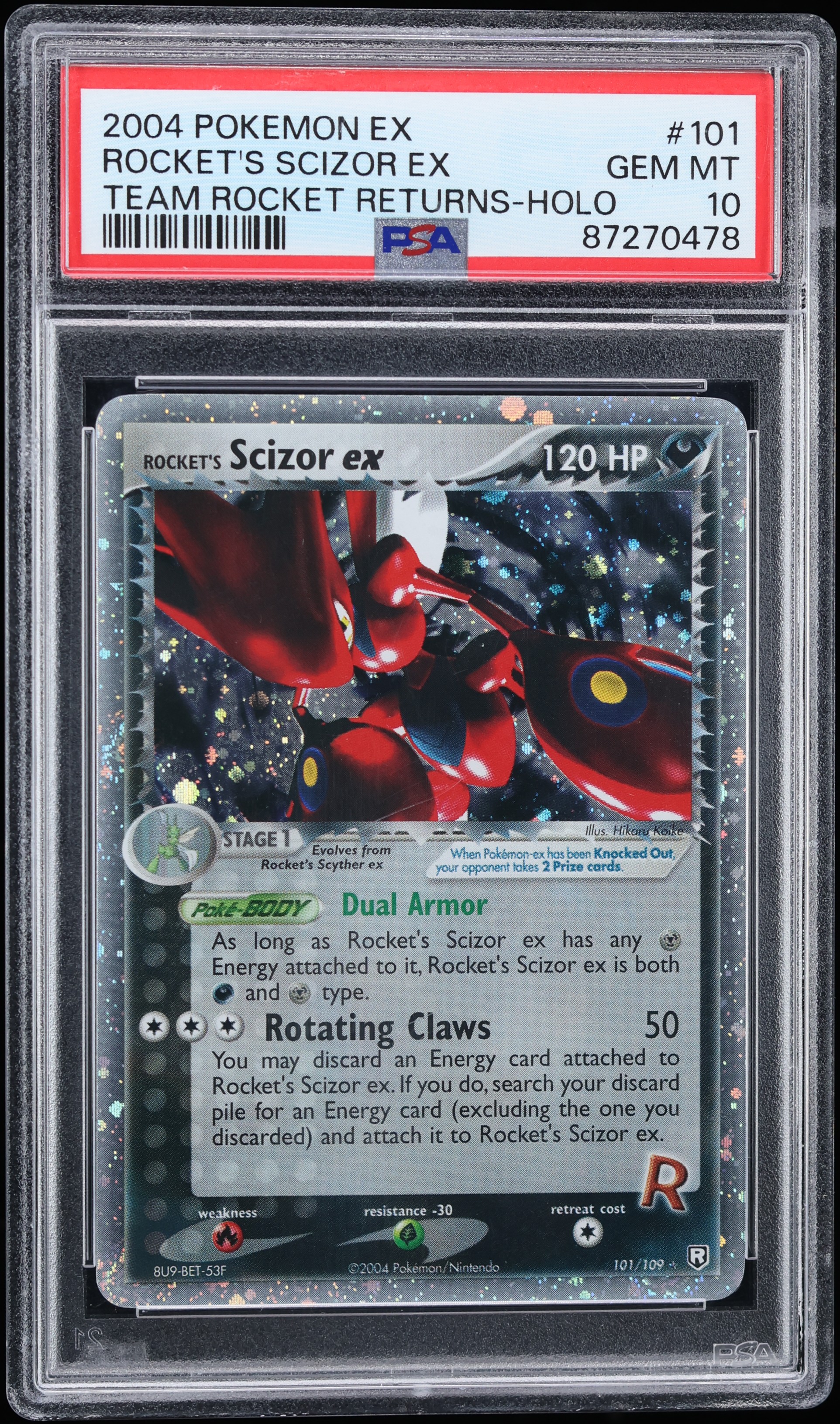 2004 Pokemon EX Team Rocket Returns Holo Rocket's Scizor Ex #101 PSA 10 GEM MINT