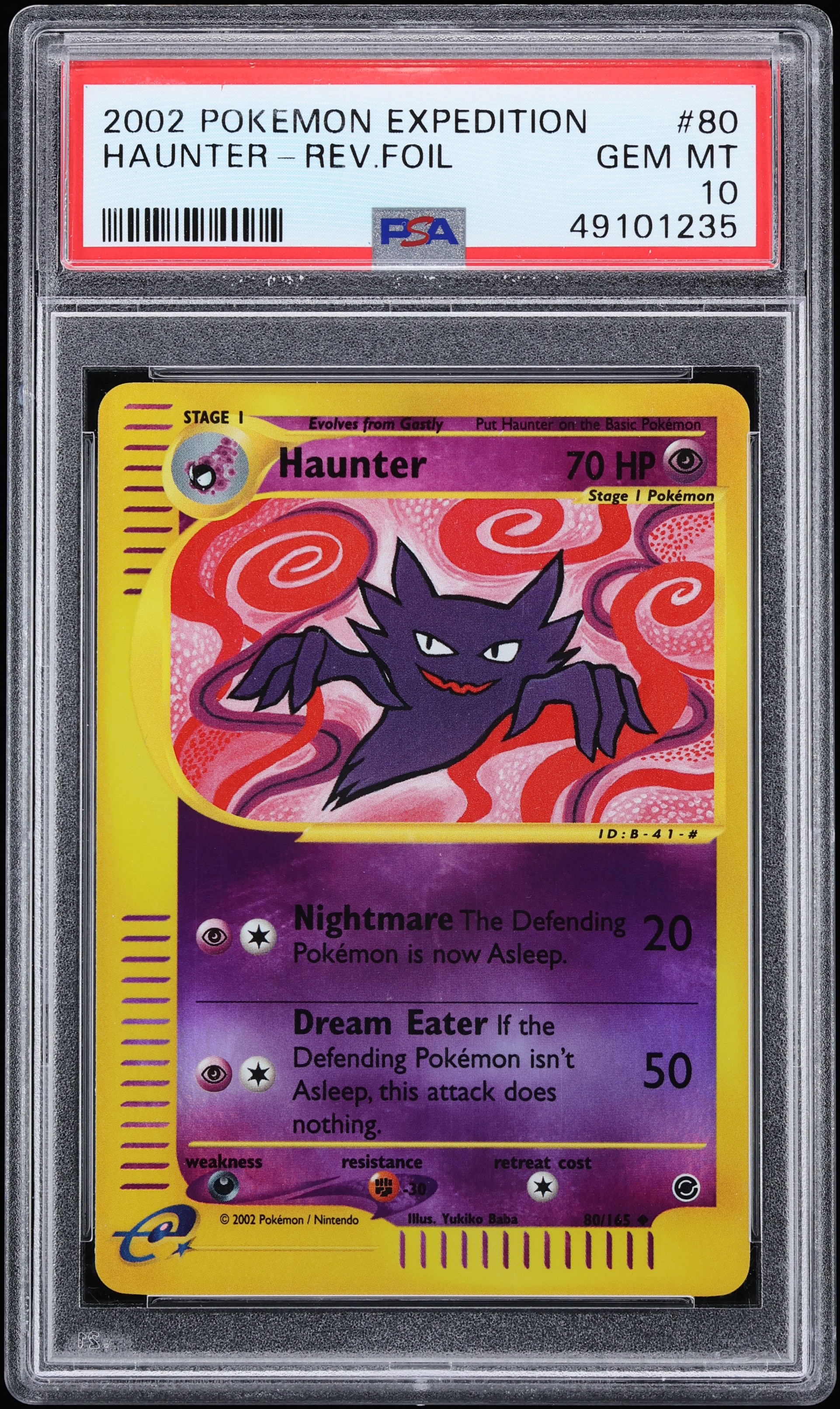 2002 Pokemon Expedition Reverse Holo Haunter #80 PSA 10 GEM MINT