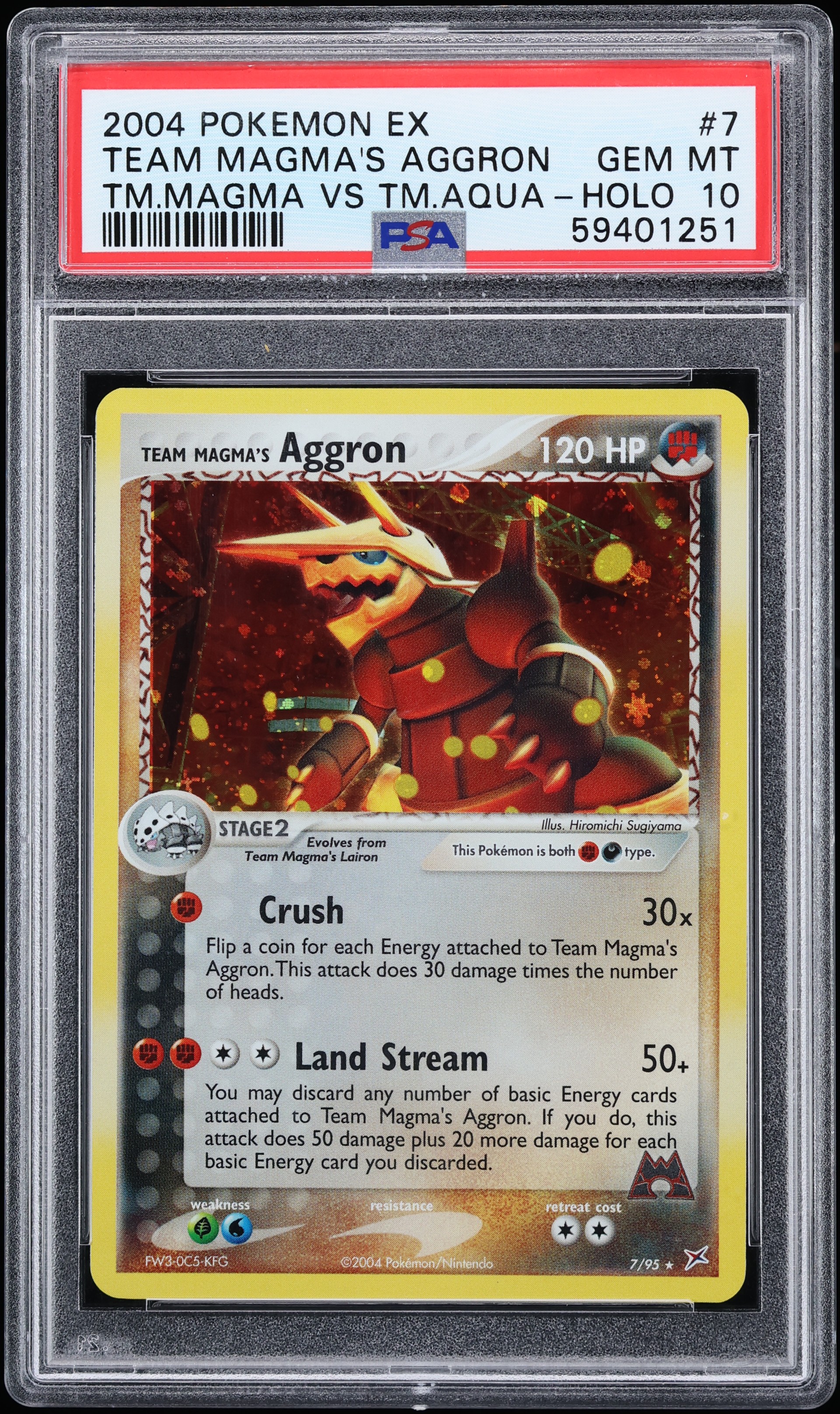 2004 Pokemon EX Team Magma Vs Team Aqua Holo Team Magma's Aggron #7 PSA 10 GEM MINT