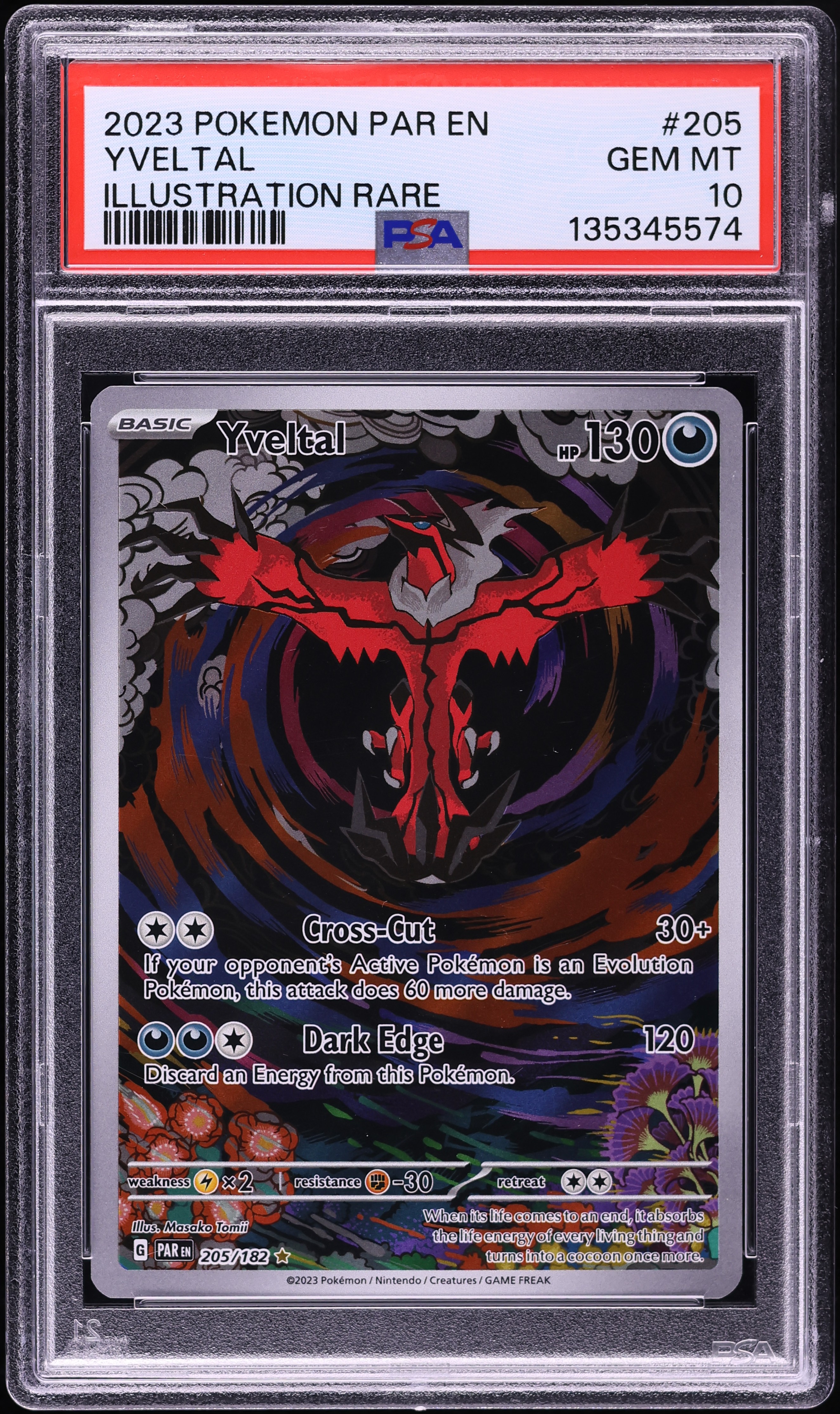 2023 Pokemon Scarlet & Violet Paradox Rift IR Yveltal #205 PSA 10 GEM MINT