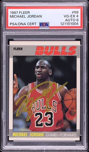 1987 Fleer Sticker Michael Jordan #2 PSA 8 NM-MT on Fanatics Collect