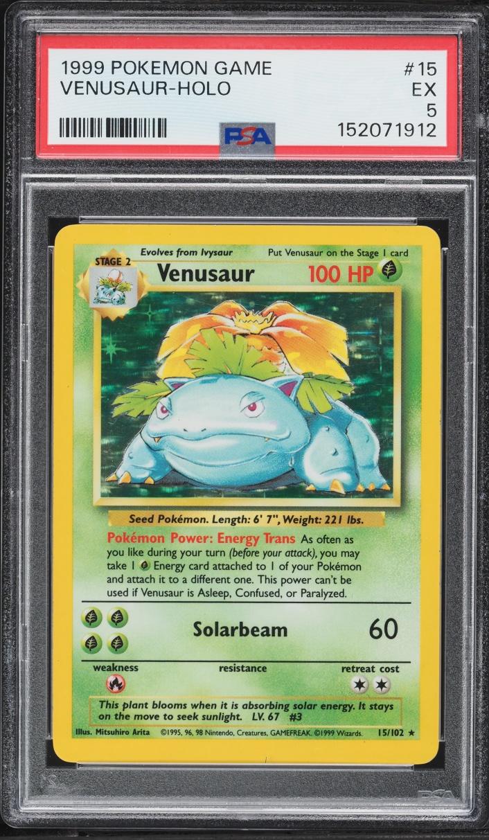 1999 Pokemon Base Set Holo Venusaur #15 PSA 5 EX