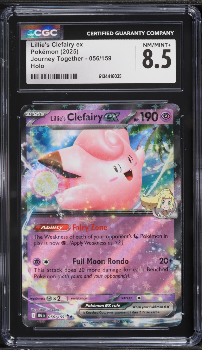 2025 Pokemon Scarlet & Violet Journey Together Holo Lillie's Clefairy EX #56 CGC 8.5 NM-MT+