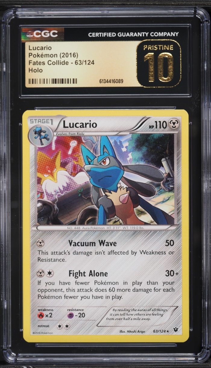 2016 Pokemon XY Fates Collide Holo Lucario #63 CGC 10 PRISTINE