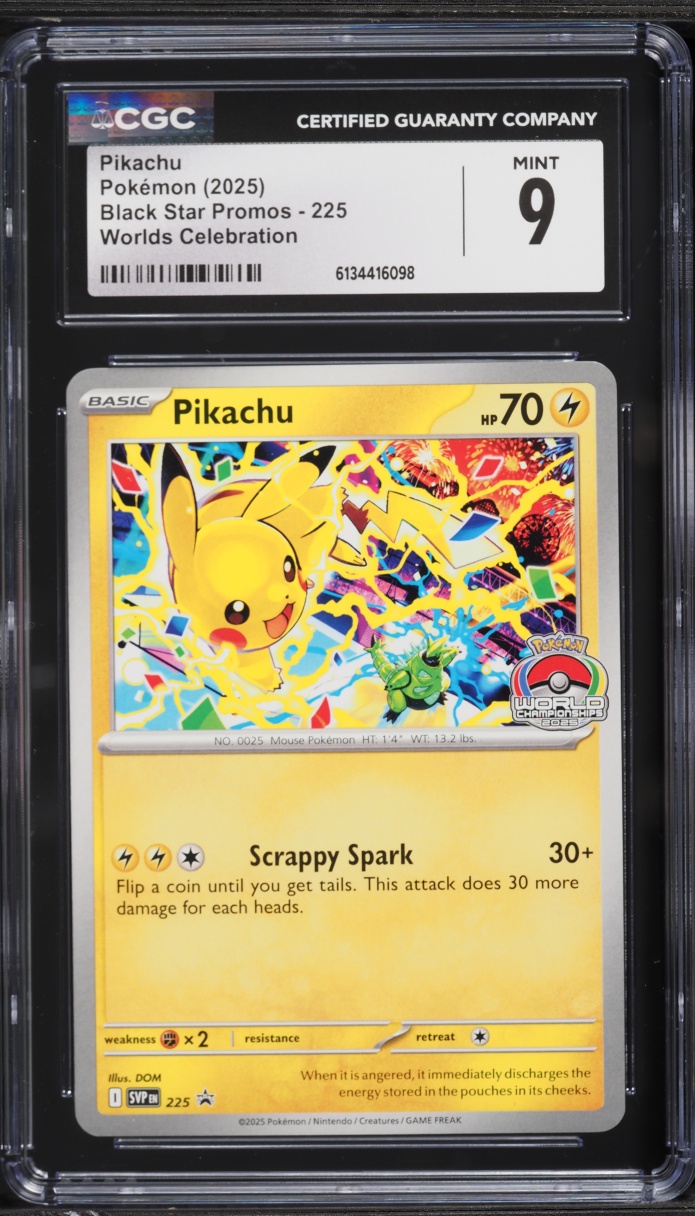 2025 Pokemon Scarlet & Violet Promo Worlds Celebration Pikachu #225 CGC 9 MINT