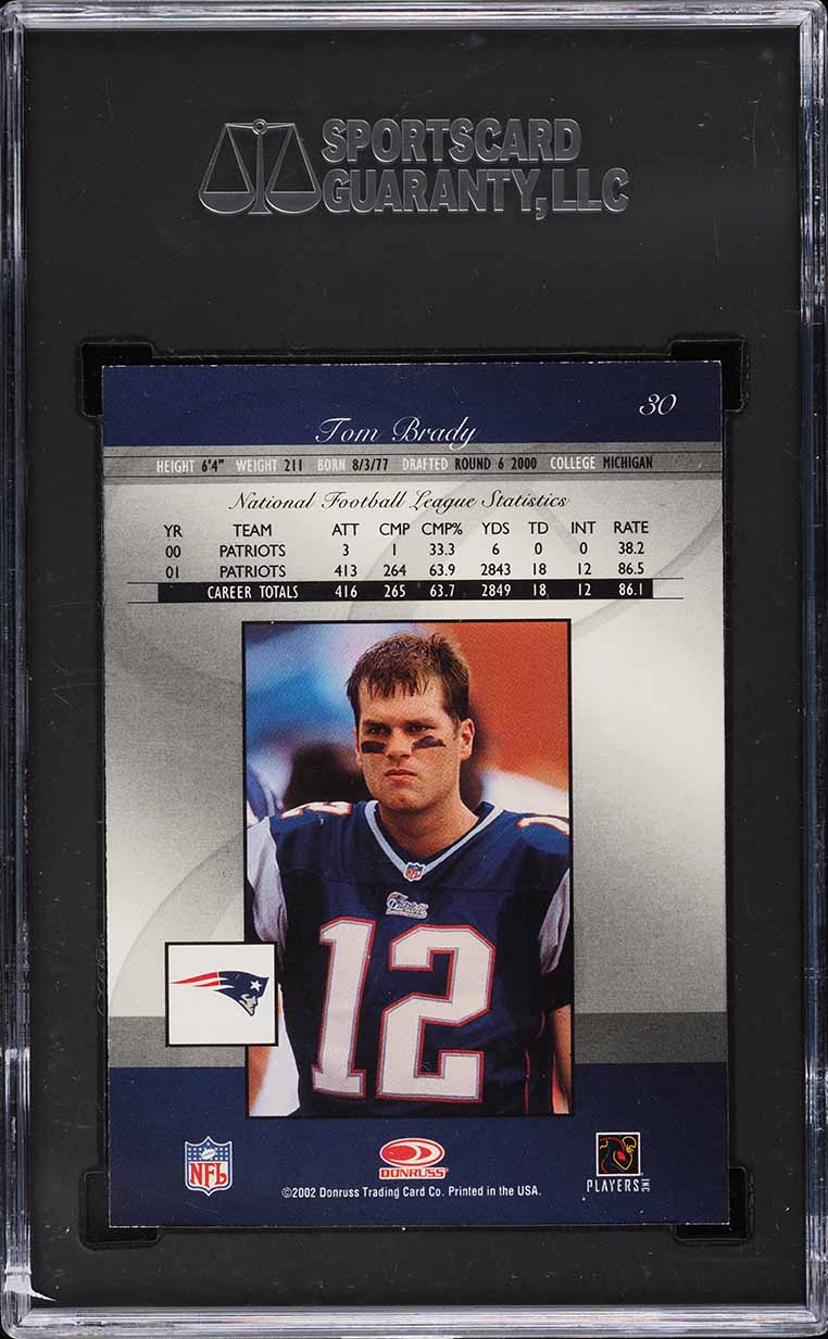 2002 Donruss Elite Tom Brady #30 SGC 8.5 NM-MT+