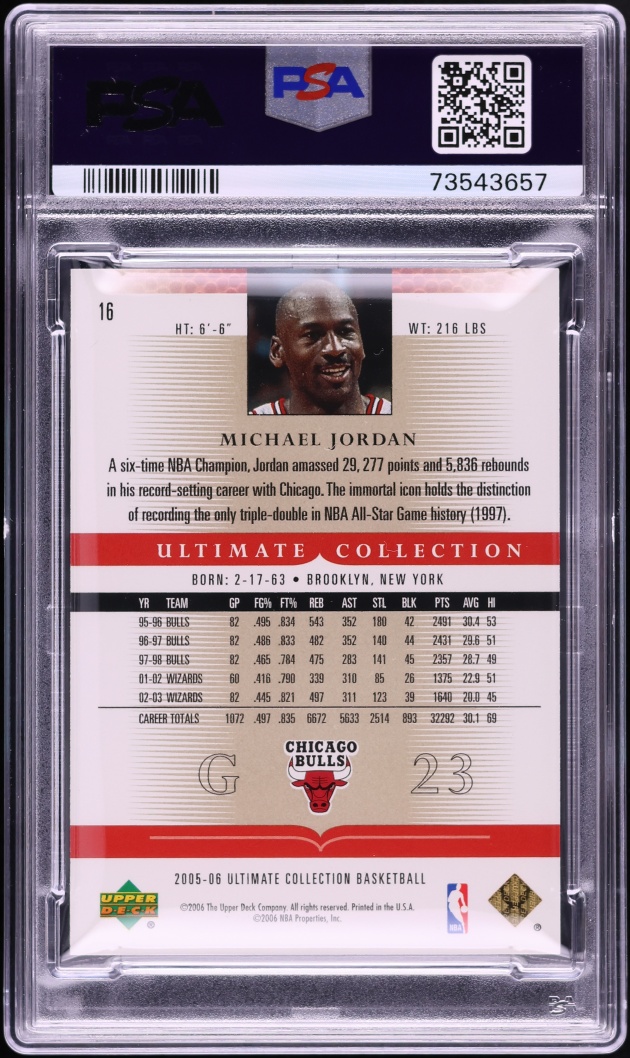 2005 Ultimate Collection Blue Michael Jordan /125 #16 PSA 10 GEM MINT