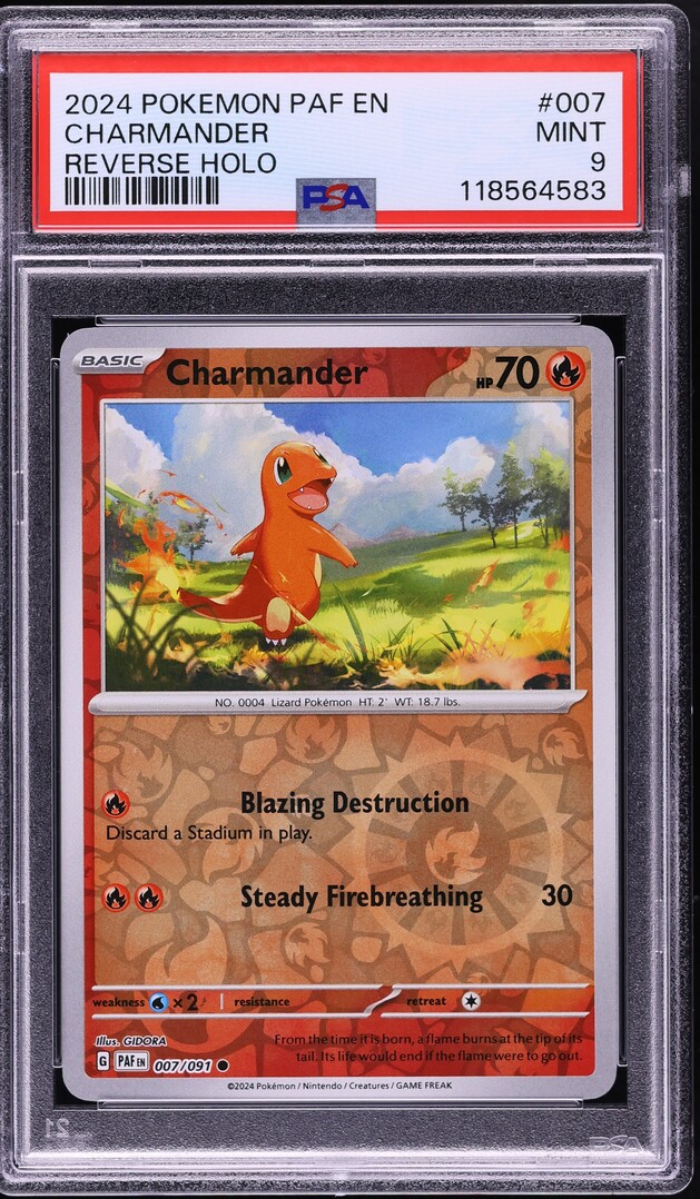 2024 Pokemon SV Paldean Fates Reverse Holo Charmander #7 PSA 9 MINT