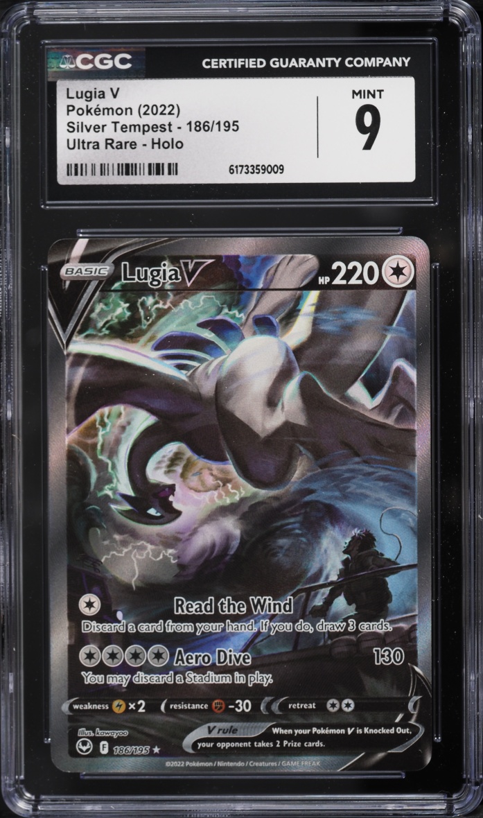 2022 Pokemon Sword & Shield Silver Tempest Full Art Lugia V #186 CGC 9 MINT