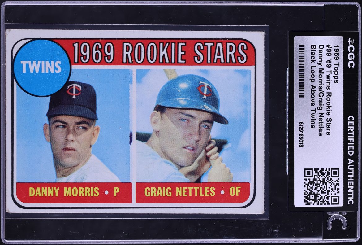 1969 Topps Graig Nettles ROOKIE, BLACK LOOP ABOVE TWINS #99 CGC AUTH