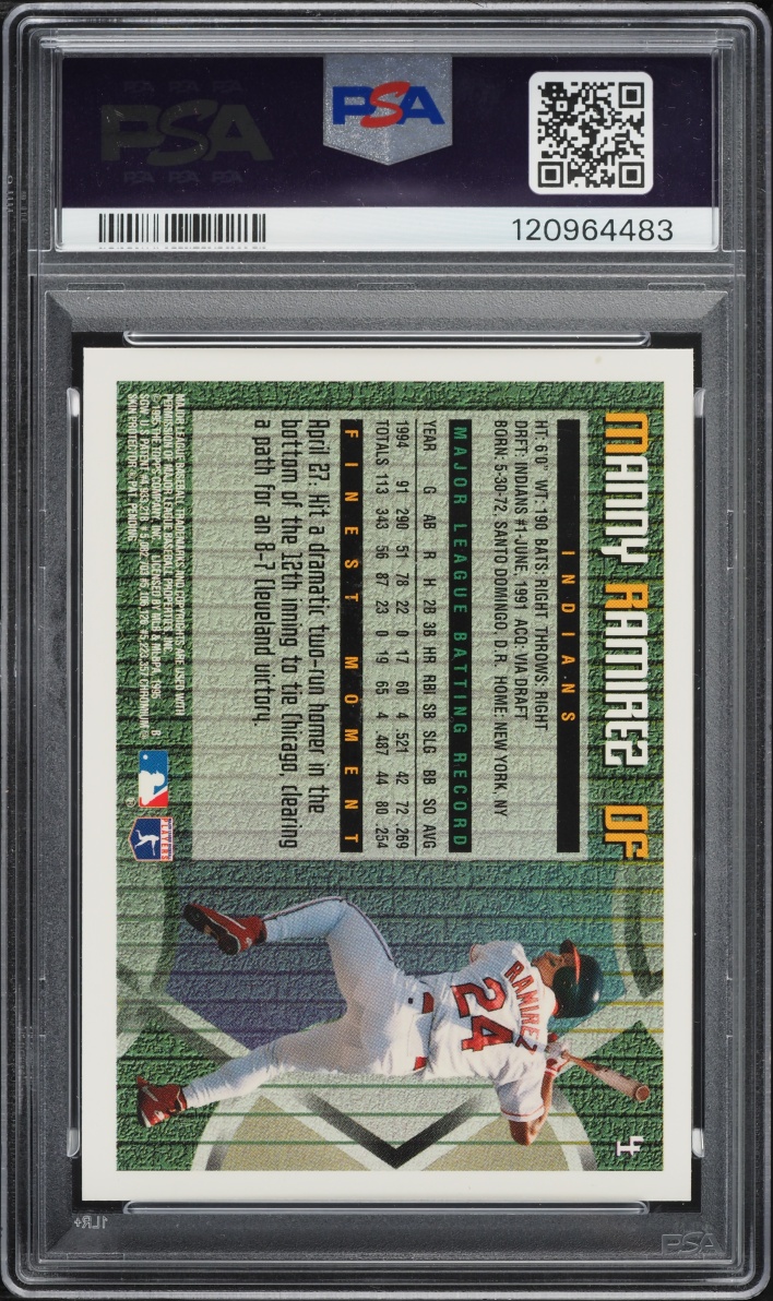1995 Finest Manny Ramirez #4 PSA 8 NM-MT