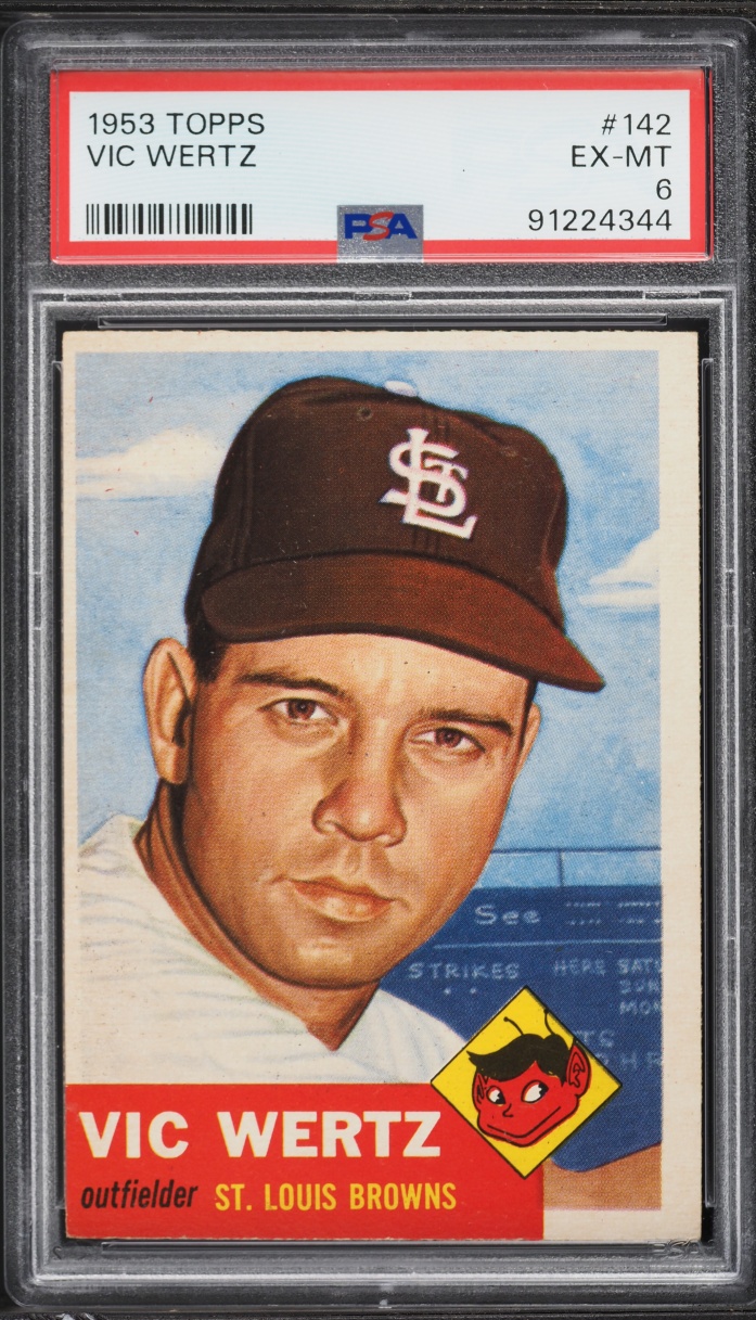 1953 Topps Vic Wertz SHORT PRINT #142 PSA 6 EXMT