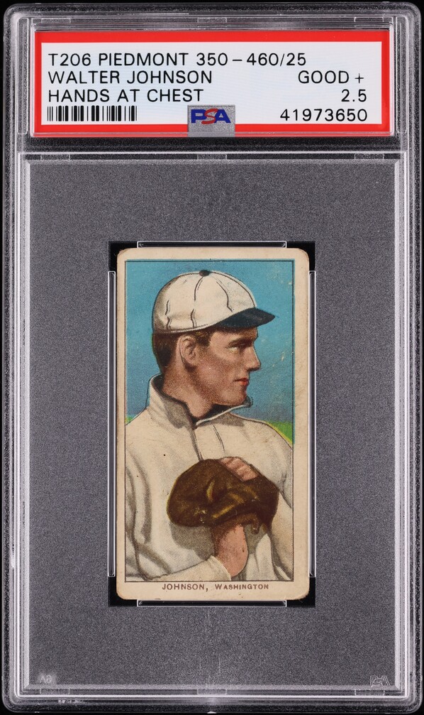 1909-11 T206 Walter Johnson HANDS AT CHEST, PIEDMONT PSA 2.5 GD+