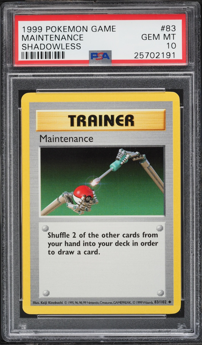 1999 Pokemon Base Set Shadowless Maintenance #83 PSA 10 GEM MINT