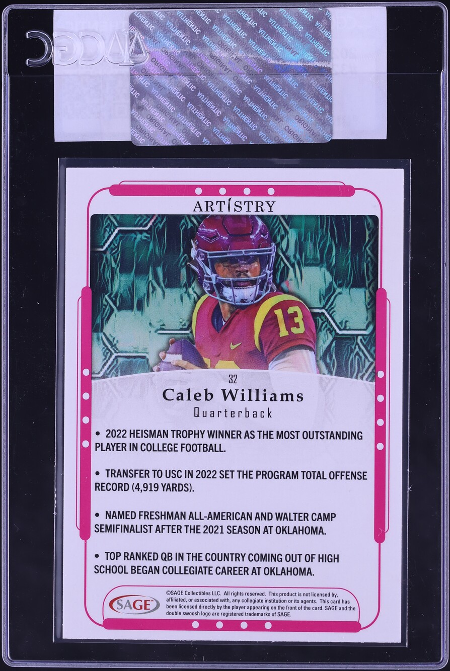 2023 Sage Artistry Caleb WIlliams ROOKIE #32 CGC AUTH
