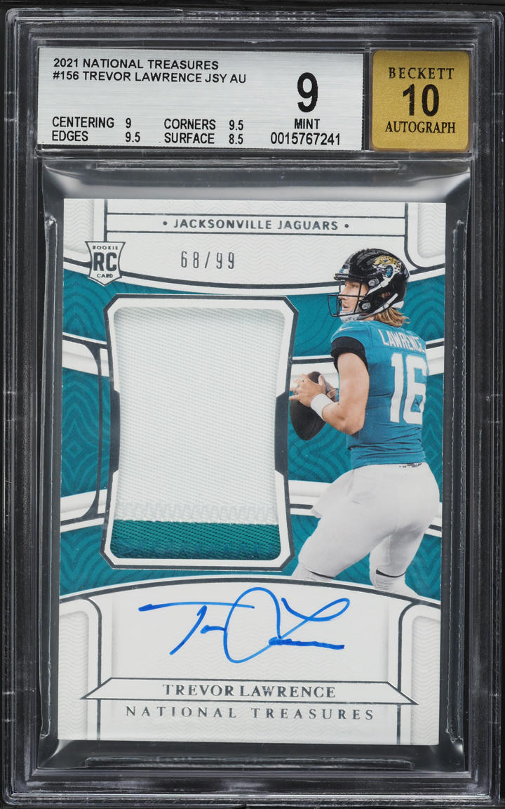 2021 National Treasures Trevor Lawrence ROOKIE PATCH AUTO /99 #156 BGS 9 MINT