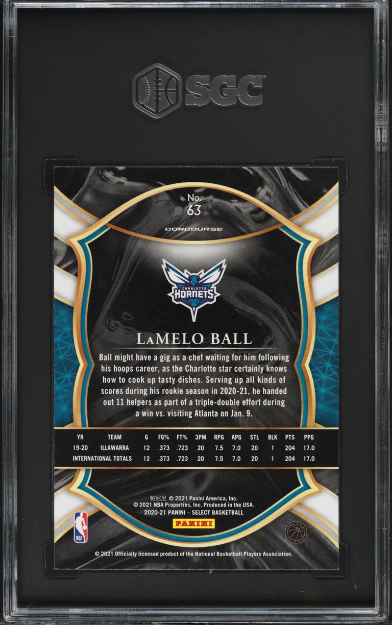2020 Select Concourse Blue Retail LaMelo Ball ROOKIE #63 SGC 9 MINT