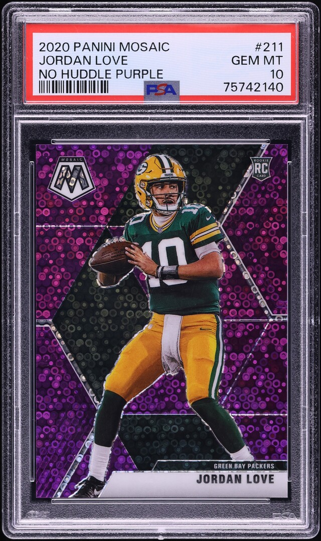 2020 Panini Mosaic No Huddle Purple Jordan Love ROOKIE /50 #211 PSA 10 GEM MINT